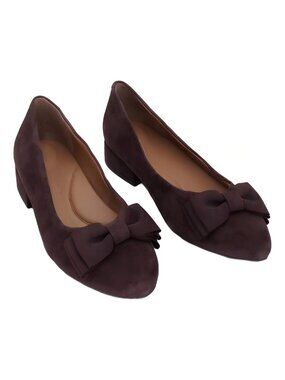 Gentle Souls Women's Atlas Almond Toe Flats Bow Burgundy Suede US 9M EU 40